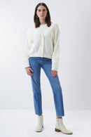 Natal Button Cardigan - White