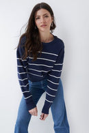 Thailand Stripe Round Neck Jumper - Blue Print