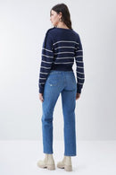 Thailand Stripe Round Neck Jumper - Blue Print