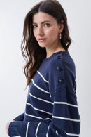 Thailand Stripe Round Neck Jumper - Blue Print