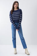 Thailand Stripe Round Neck Jumper - Blue Print