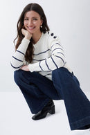 Thailand Stripe Round Neck Jumper - Blue Print