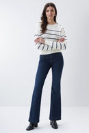 Thailand Stripe Round Neck Jumper - Blue Print