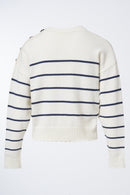 Thailand Stripe Round Neck Jumper - White