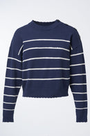 Thailand Stripe Round Neck Jumper - Blue Print