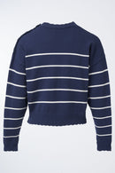 Thailand Stripe Round Neck Jumper - Blue Print