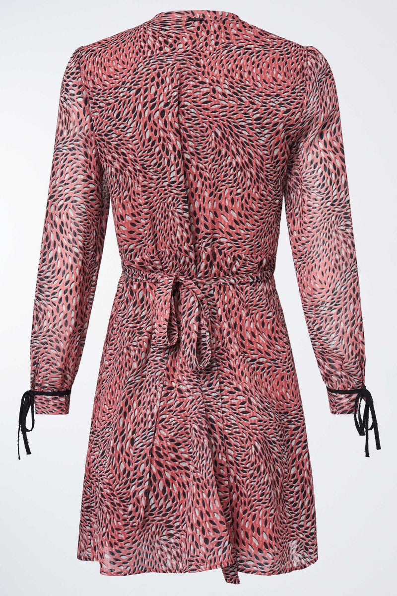 Oura Long Sleeve Print Dress - Beige
