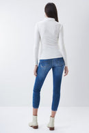 Austria Long Sleeve High Neck Top - White