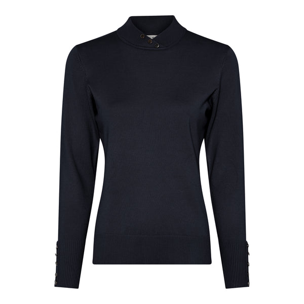Plain High Neck Jumper - Navy