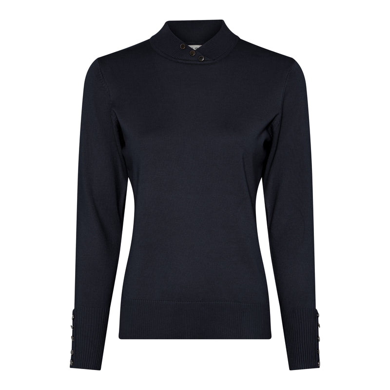 Plain High Neck Jumper - Navy