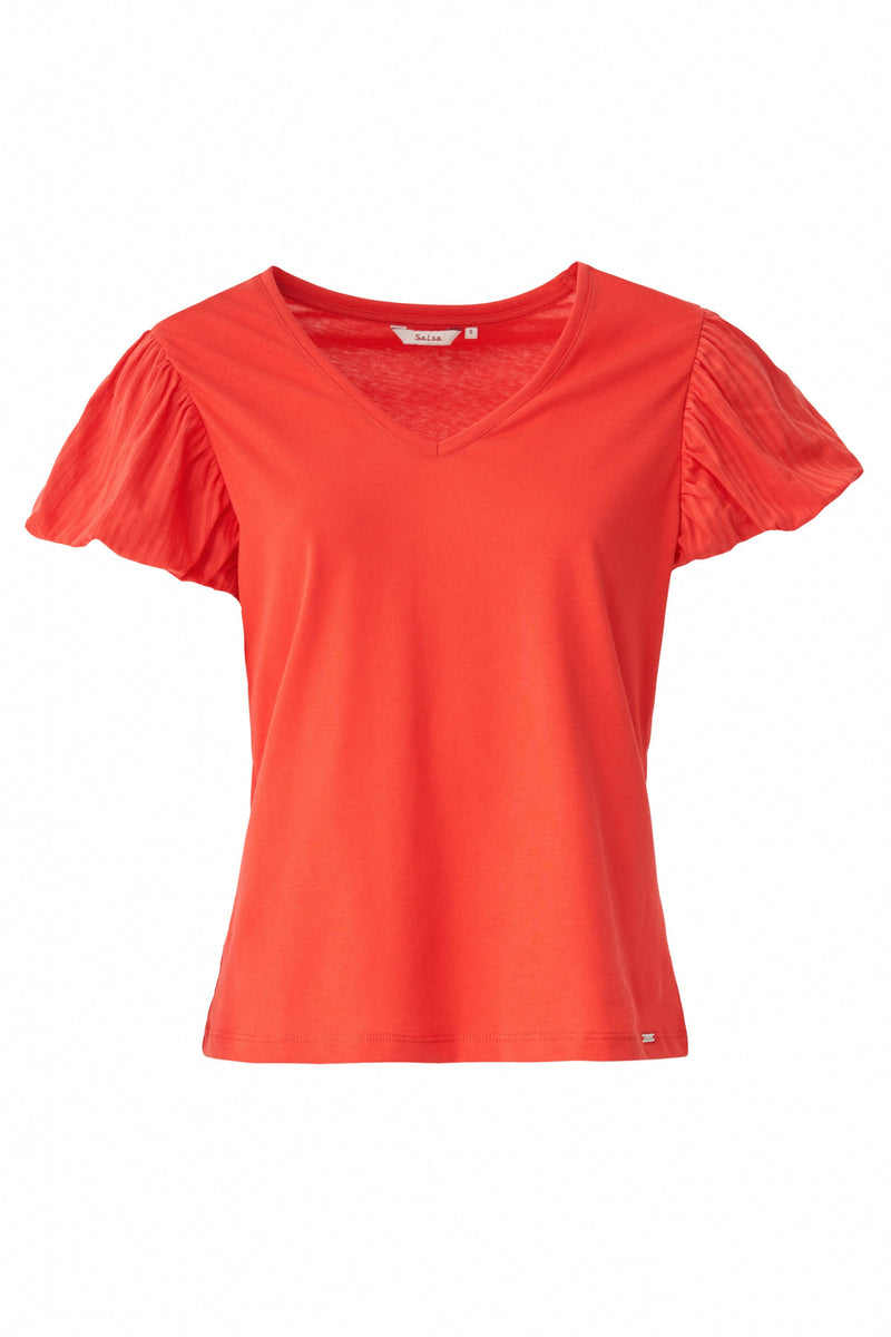 Puff Sleeve T-shirt - Orange