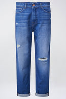 Cropped Slim Boyfriend Jean - Blue