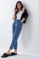 Cropped Baggy Tencel Trouser - Blue