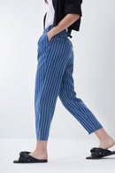 Cropped Baggy Tencel Trouser - Blue