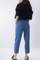 Cropped Baggy Tencel Trouser - Blue