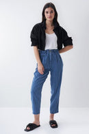Cropped Baggy Tencel Trouser - Blue