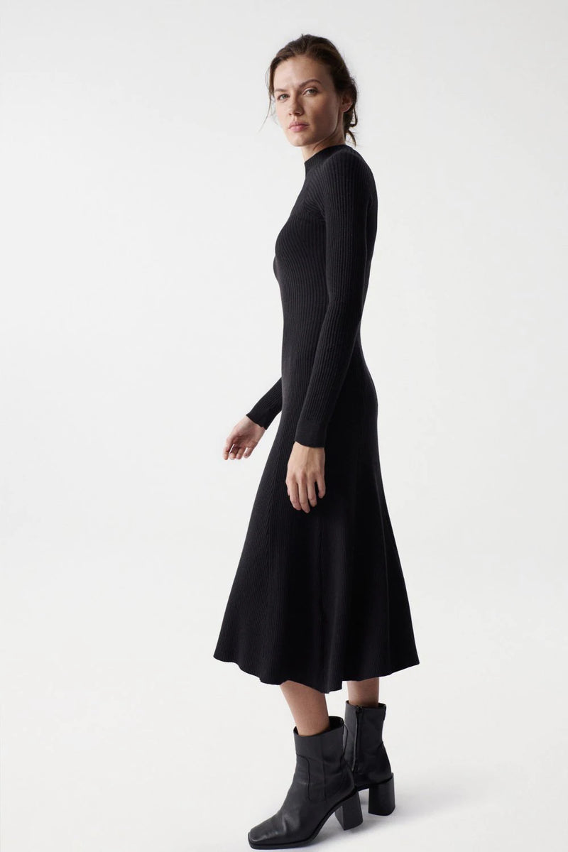 Long Knit Dress 126778 - Black