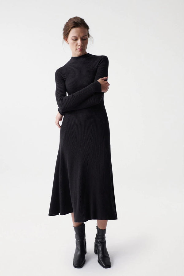 Long Knit Dress 126778 - Black