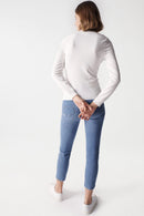 Eyelet High Neck Jumper - White