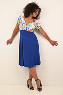 PRINT TOP PLAIN SKIRT DRESS - Geo1189