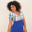 PRINT TOP PLAIN SKIRT DRESS - Geo1189