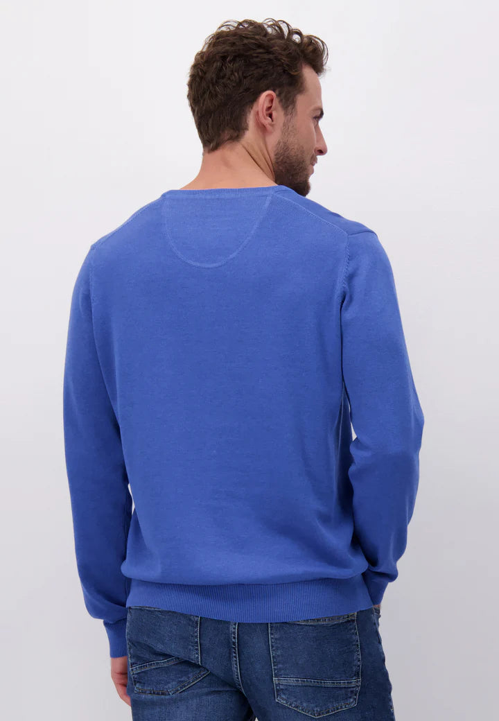 Plain V Neck Jumper - Bright Ocean