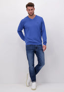 Plain V Neck Jumper - Bright Ocean