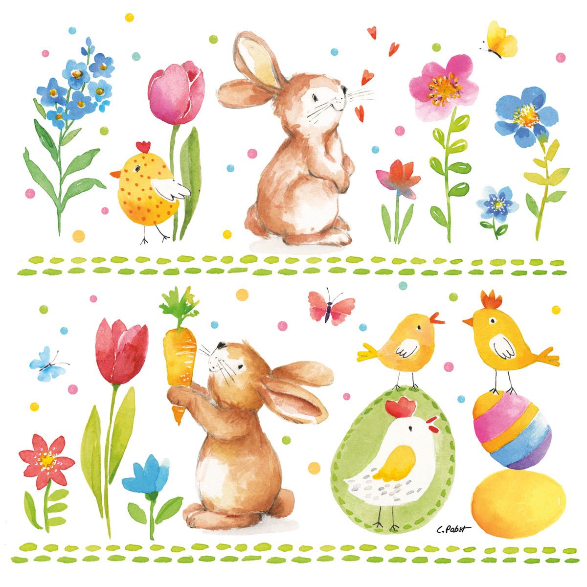 Paper Napkin Pack Of 20 - Rabbits At Work