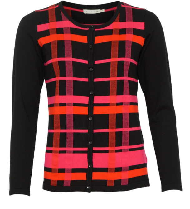 Print Cardigan - Black/red