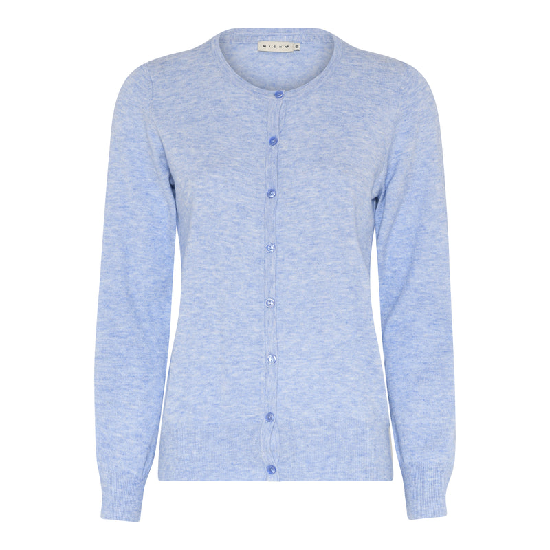 Soft Knit Plain Cardigan - Blue Melange