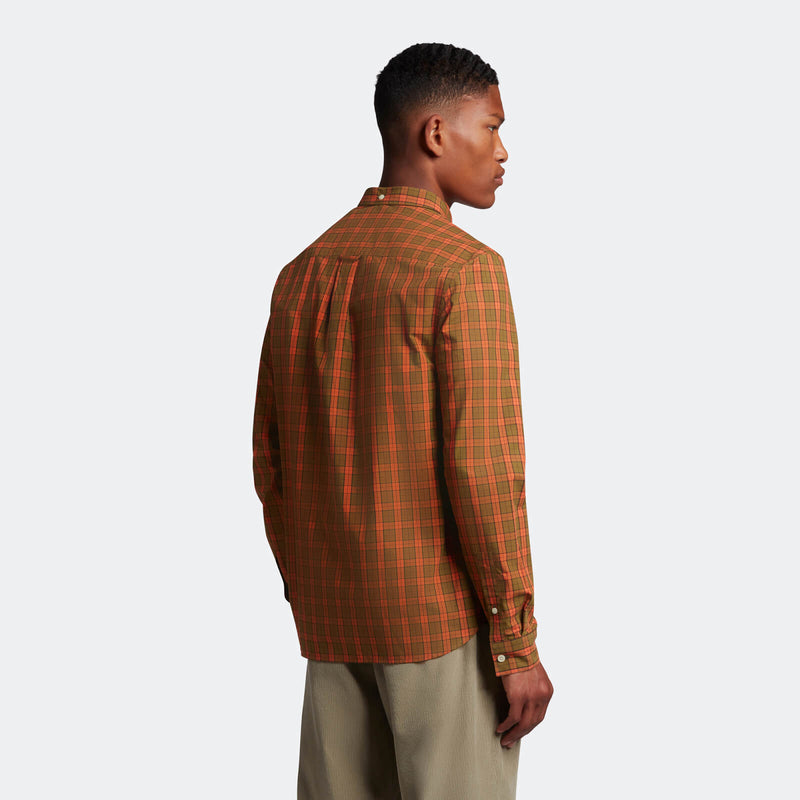 Check Poplin Shirt - Victory Orange/olive