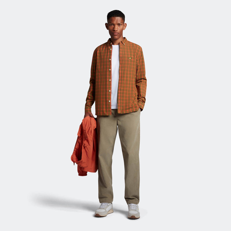 Check Poplin Shirt - Victory Orange/olive