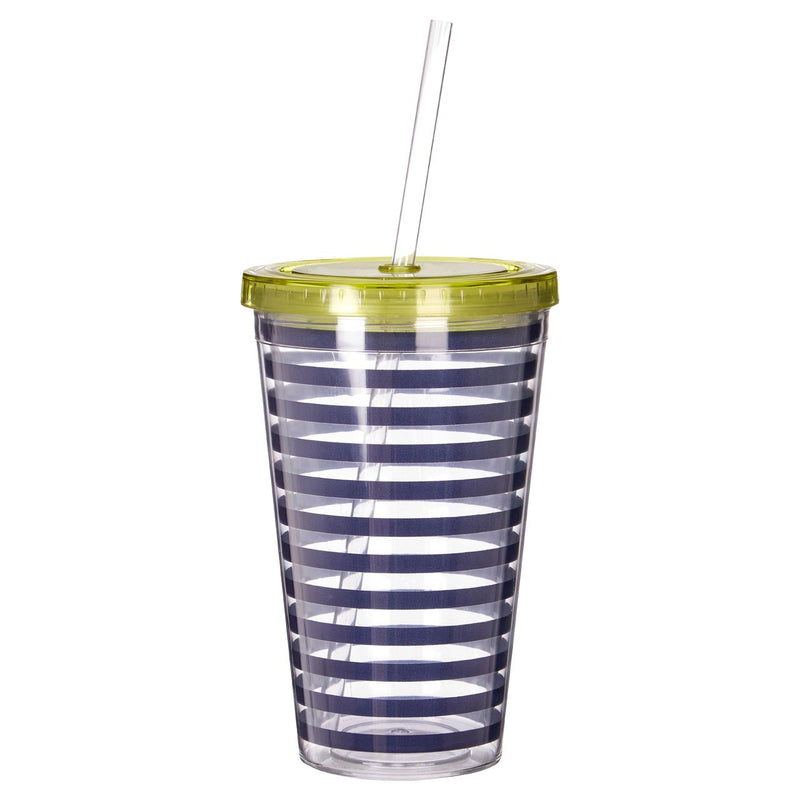 Mimo Stripe Drinks Cup With Straw 450ml
