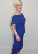 Cap Sleeve Dress With Tail - Cobalt