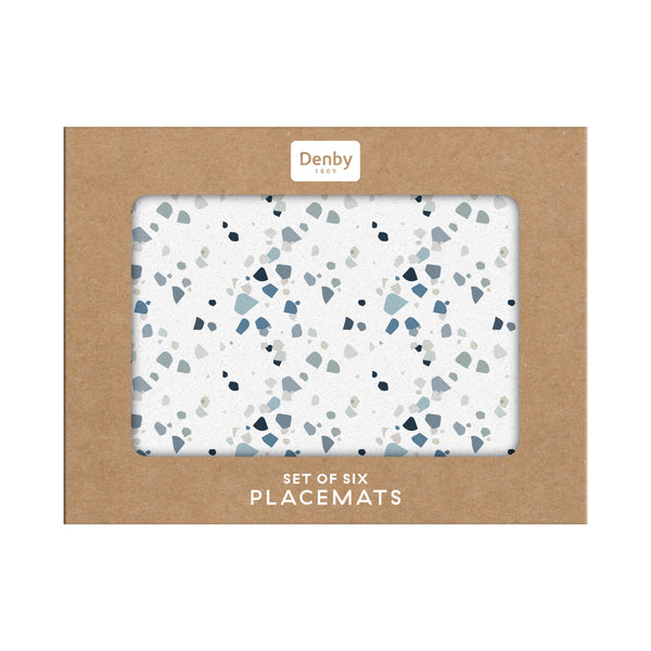 Terrazzo Effect Blues Set of 6 Placemats