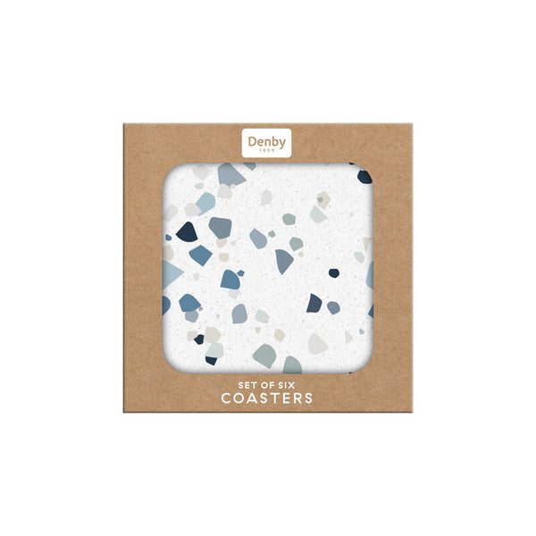Terrazzo Effect Blue Set of 6 Coasters