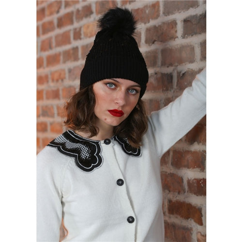 Emma Sequin Hat - Black