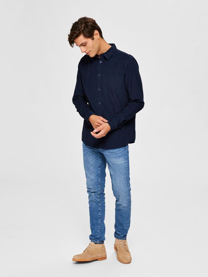 Adrian Long Sleeve Shirt - Dark Blue Check