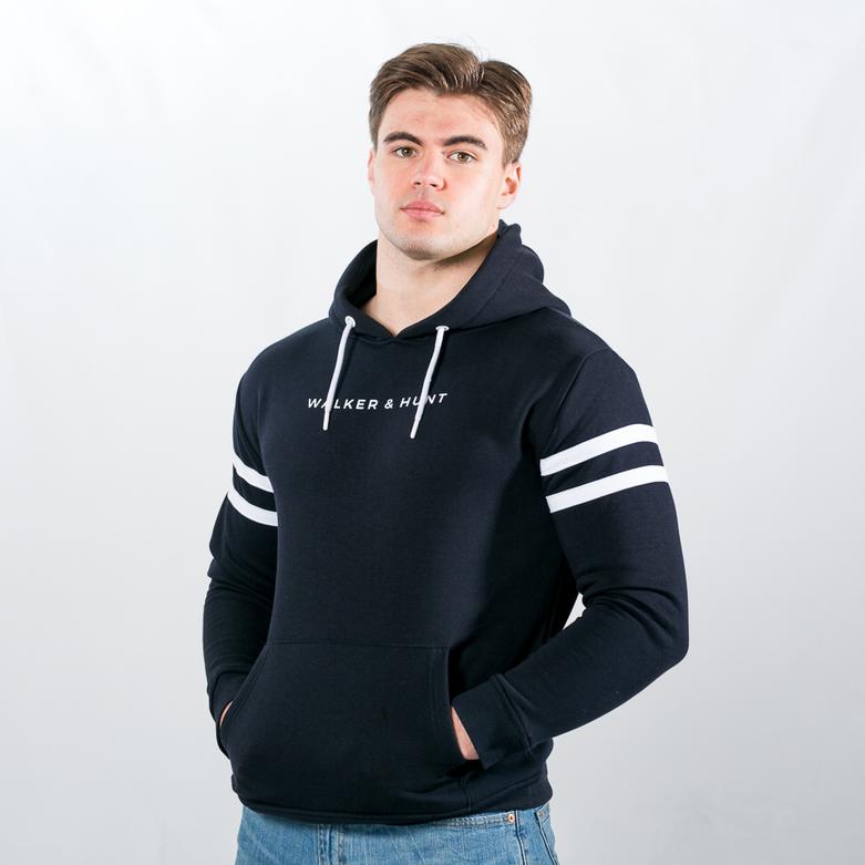 Striped Sleeve Hoodie - Navy