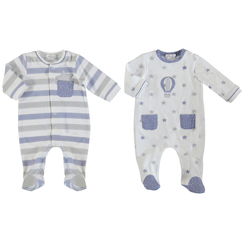 Long Onesie Set Of Two - Blue