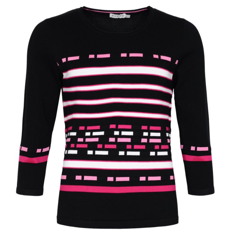 Stripe Round Neck Jumper - Blue/rose/pink