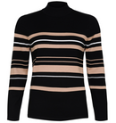 Stripe Turtle Neck Jumper - Black/camel