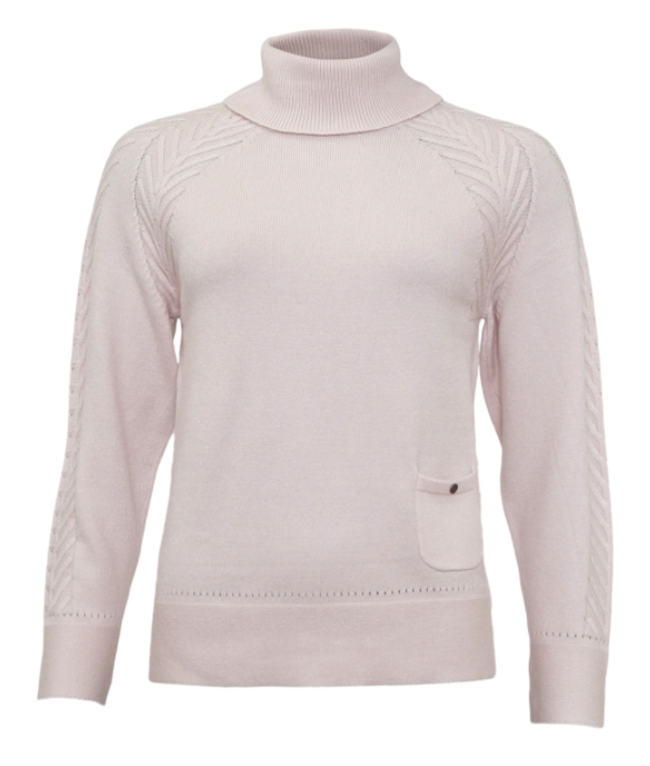Plain Polo Neck Jumper - Soft Rose