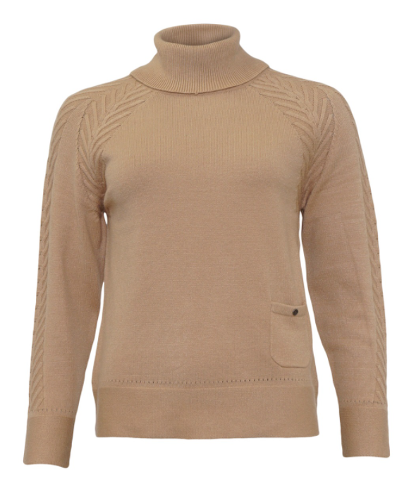 Plain Polo Neck Jumper - Camel