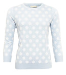 Dot Design Round Neck Jumper - Blue/white