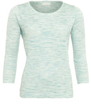 Plain Melange Round Neck Jumper - Turquoise Melange