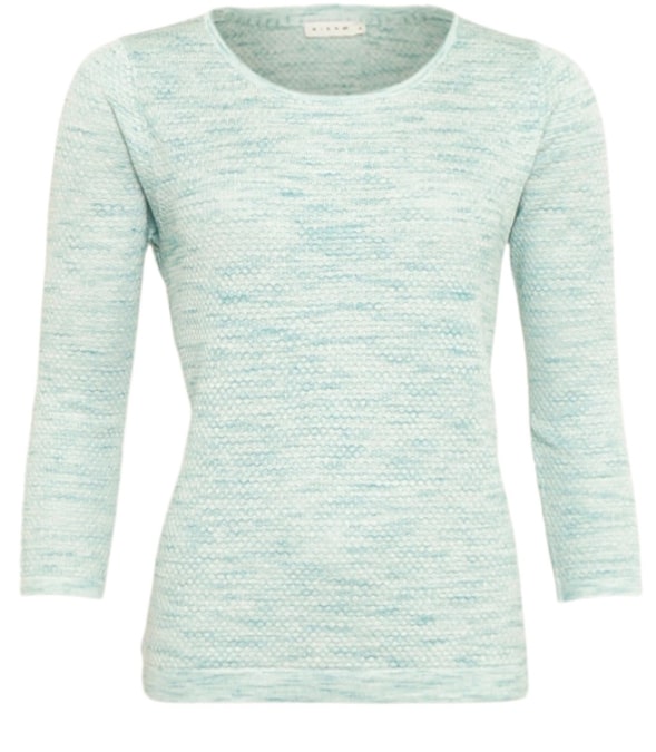 Plain Melange Round Neck Jumper - Turquoise Melange