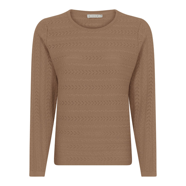 Patterned Round Neck Jumper - Latte