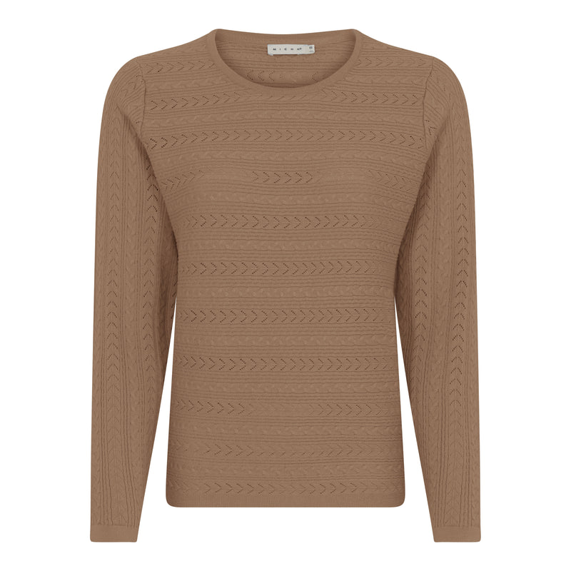 Patterned Round Neck Jumper - Latte