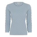 Patterned Round Neck Jumper - Silver Blue